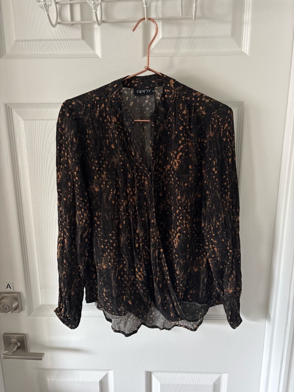 APNY women's black and brown printed blouse Size S